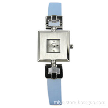 Ladies' Watch with Square Stainless Steel Case, Silicone Strap, Cute and Fancy Items